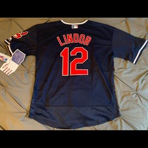 Cleveland Indians #12 Lindor Blue away jersey